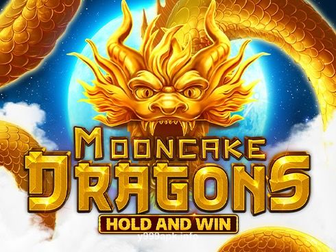 Mooncake Dragons Hold and Win slot game featuring golden dragons and mooncakes